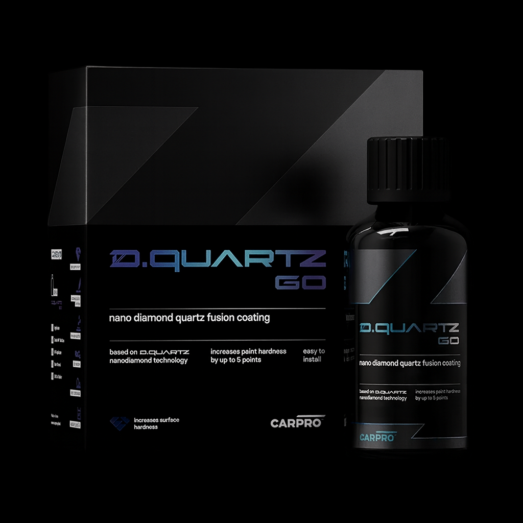CarPro D.Quartz GO nano diamond ceramic coating 30mL – premium paint protection bottle and box on matte black background by A&A Car Detailing