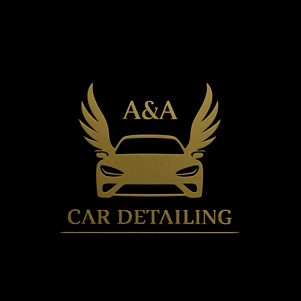 Gold winged car logo of A&A Car Detailing, symbolizing luxury, trust, and certified professional detailing services in Montréal & Laval.