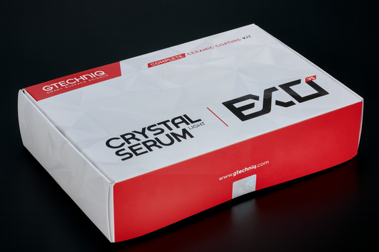 Gtechniq Crystal Serum Light and EXO V5 complete ceramic coating kit box, used in the Royal Ceramic package.