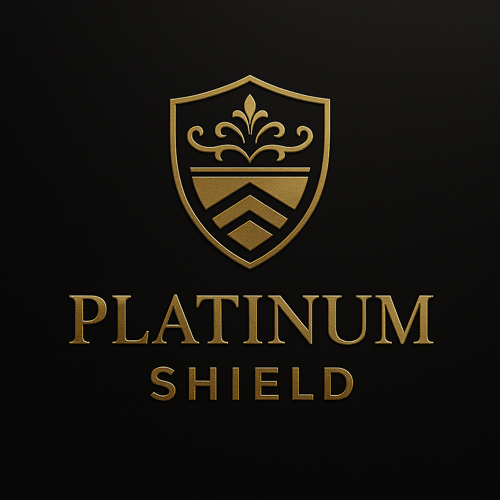 Luxury Platinum Shield logo representing 8-year ceramic coating package with premium long-term paint protection.
