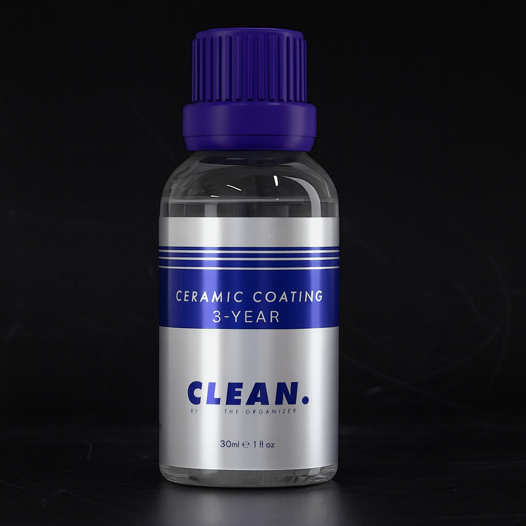 CLEAN. Ceramic Coating 3-Year bottle by Pan The Organizer, used by A&A Car Detailing in Montréal & Laval for long-lasting paint protection