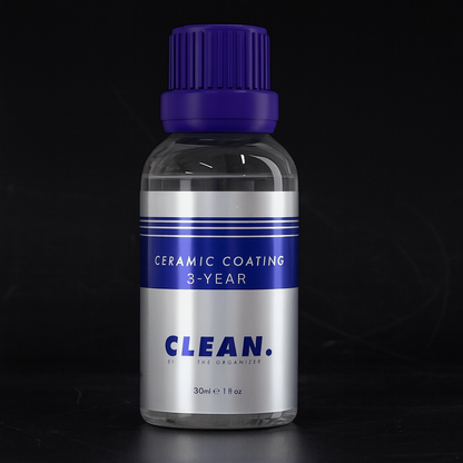 CLEAN. Ceramic Coating 3-Year bottle by Pan The Organizer, used by A&A Car Detailing in Montréal & Laval for long-lasting paint protection